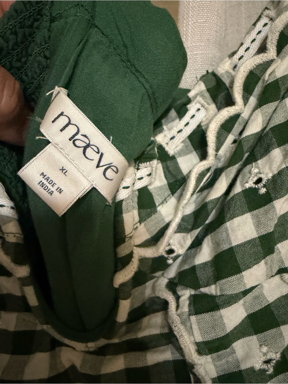 Maeve Green and White Gingham Maxi Dress - Picture 3 of 7